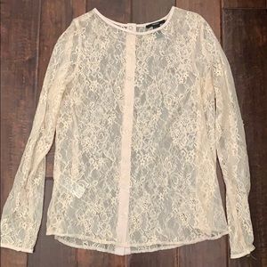Forever 21 Long sleeve lace top in blush pink